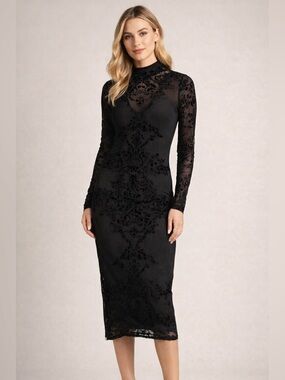 Xhilaration Black Long Sleeve Velvet Dress